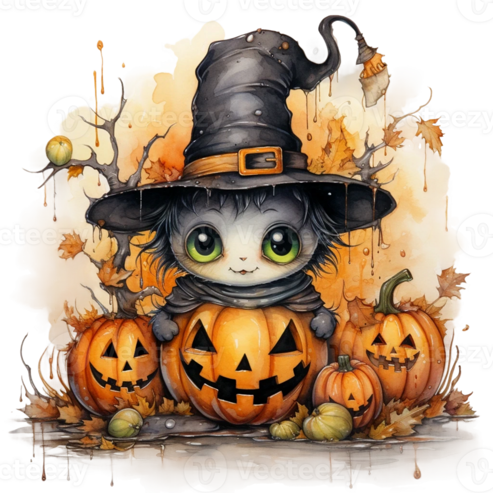 watercolour Halloween ghost Pumpkin png