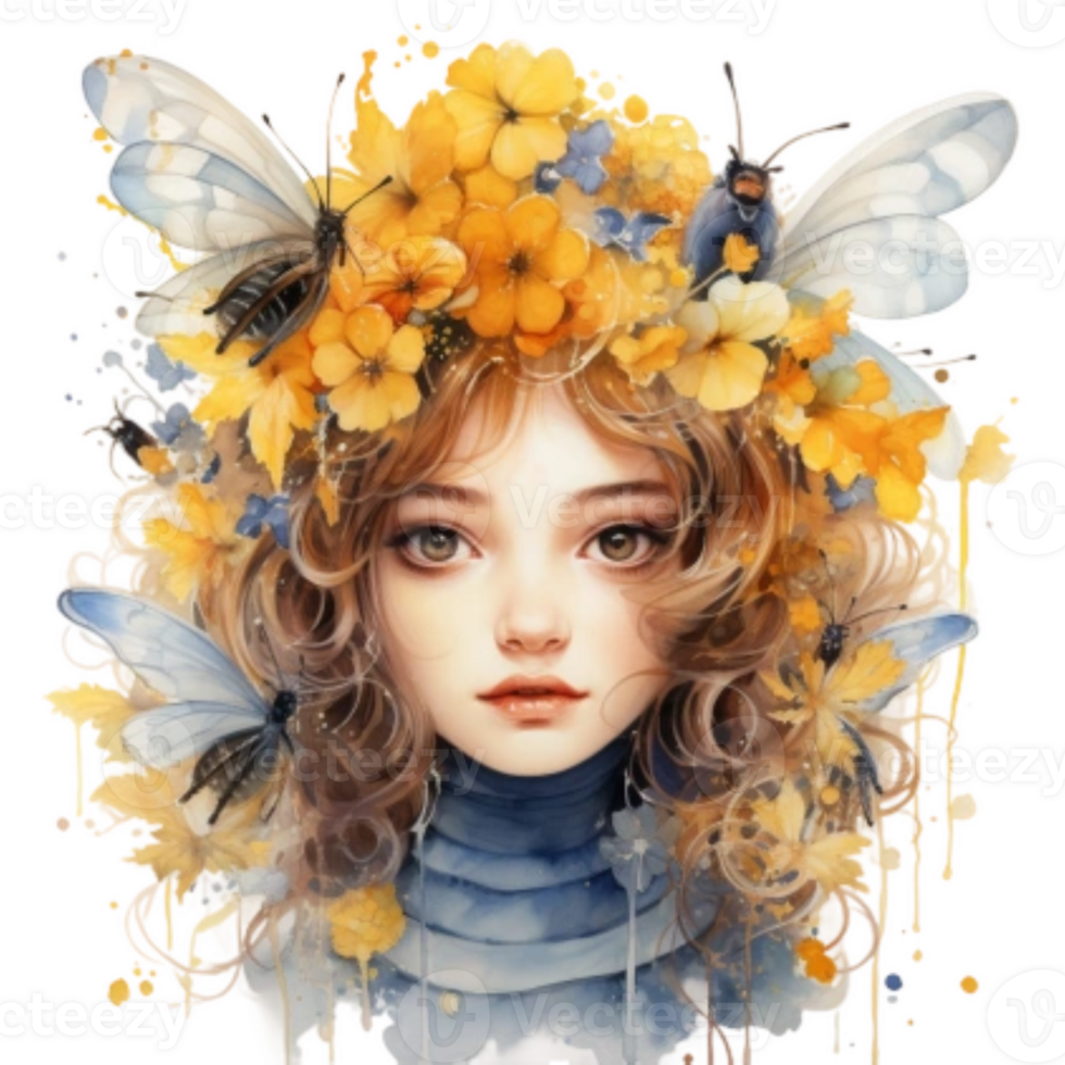 Watercolor Busy Bee png