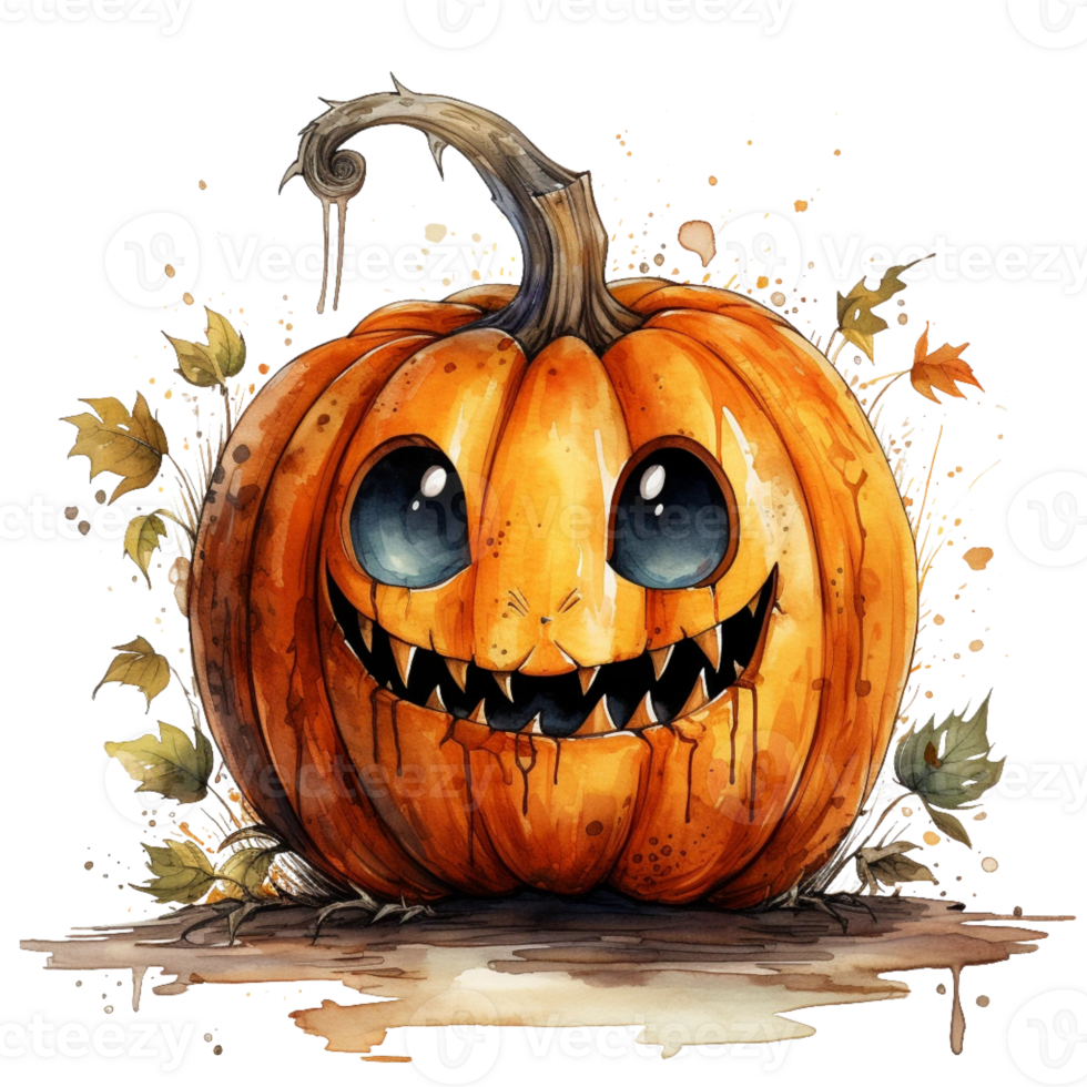 watercolor cut Halloween Pumpkin png