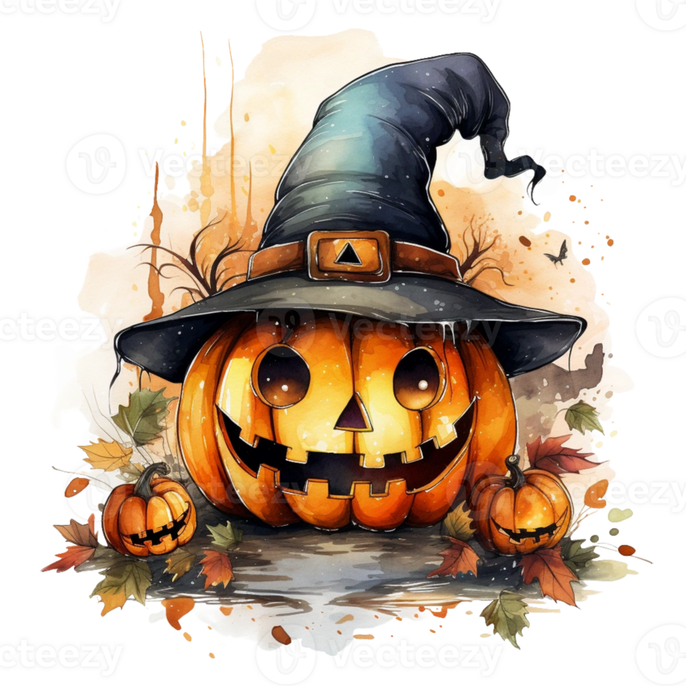watercolor cut Halloween Pumpkin png