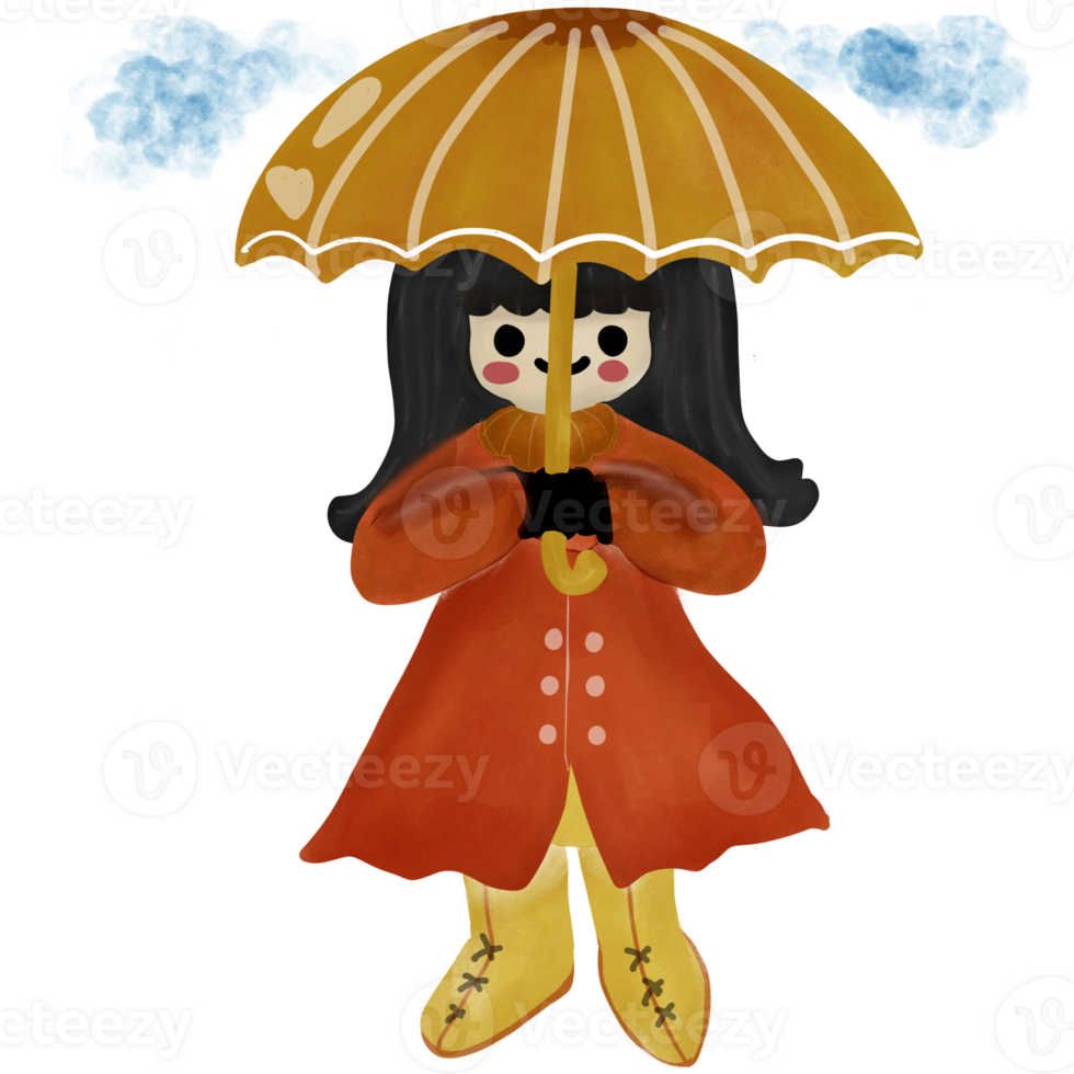 Girl with umbrella so cute png