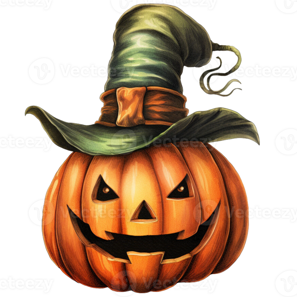 spookachtig jack-o'-lantern genot halloween pompoen snijwerk en decoratie, png, ai generatief png