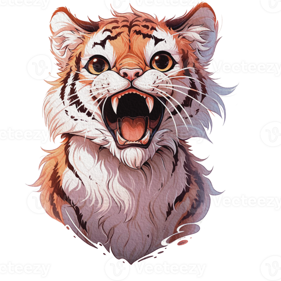 söt tiger illustrationer lekfull och förtjusande tiger ClipArt för barn och vilda djur och växter mönster ai generativ png