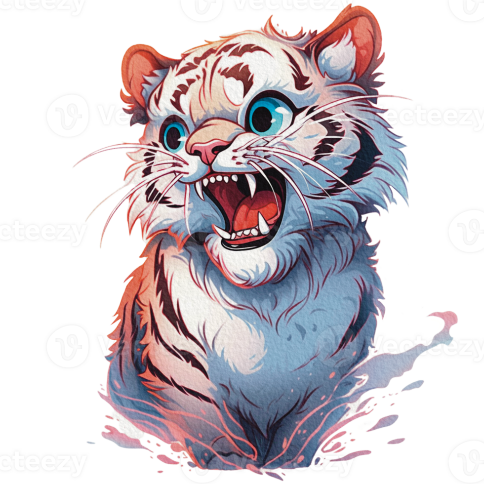 mignonne tigre des illustrations espiègle et adorable tigre clipart pour des gamins et faune dessins ai génératif png