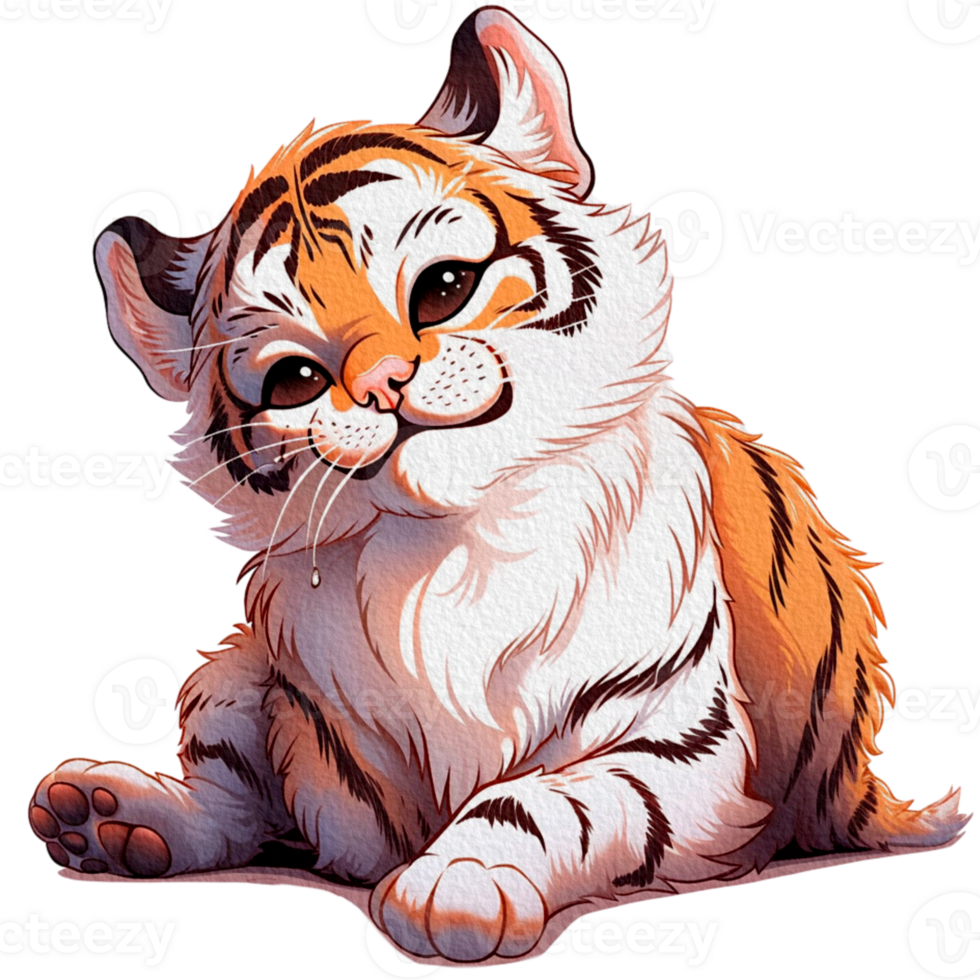 Cute Tiger Illustrations Playful and Adorable Tiger Clipart for Kids and Wildlife Designs png