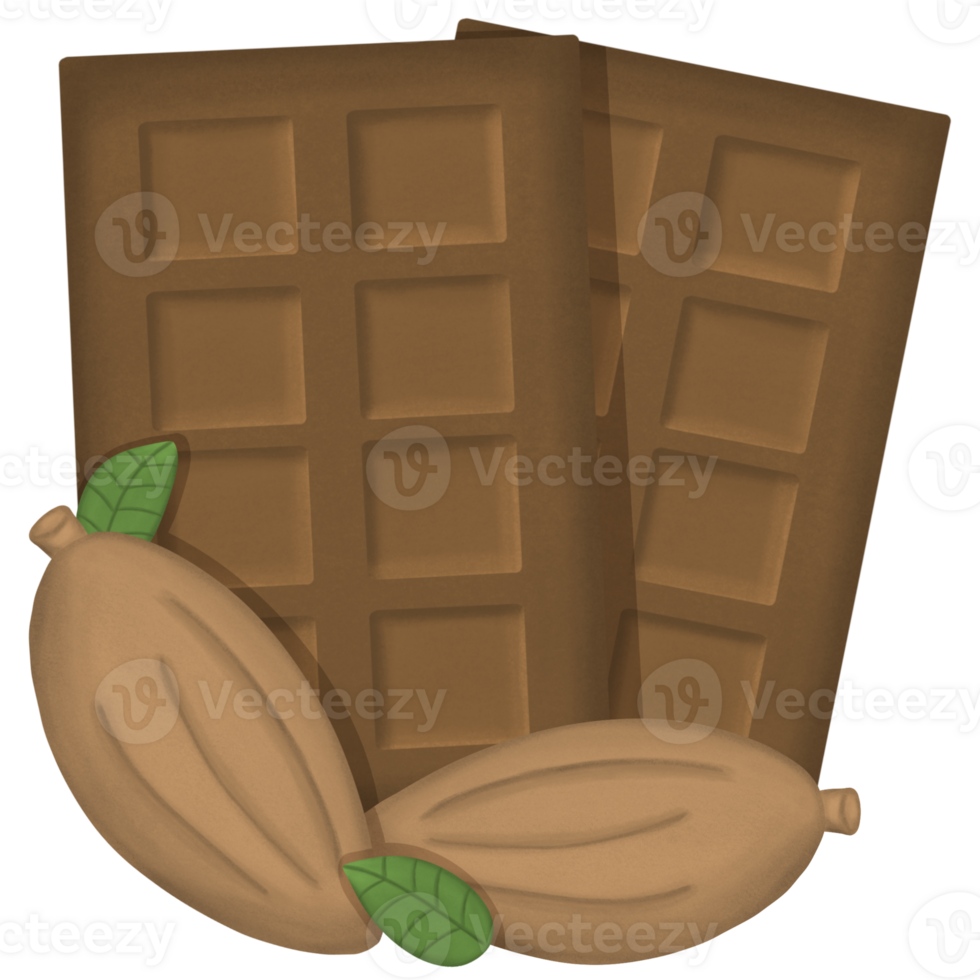 Chocolate bar with cocoa beans and chocolate chip png