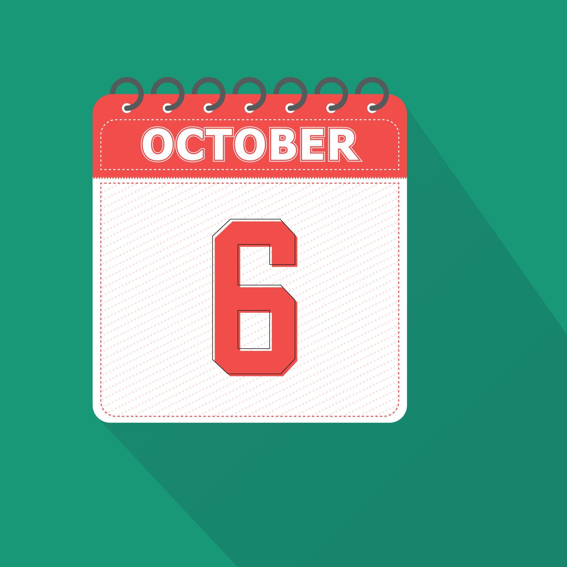 October 6 Calendar Daily Icon, Date, Month 27258299 Vector Art at Vecteezy