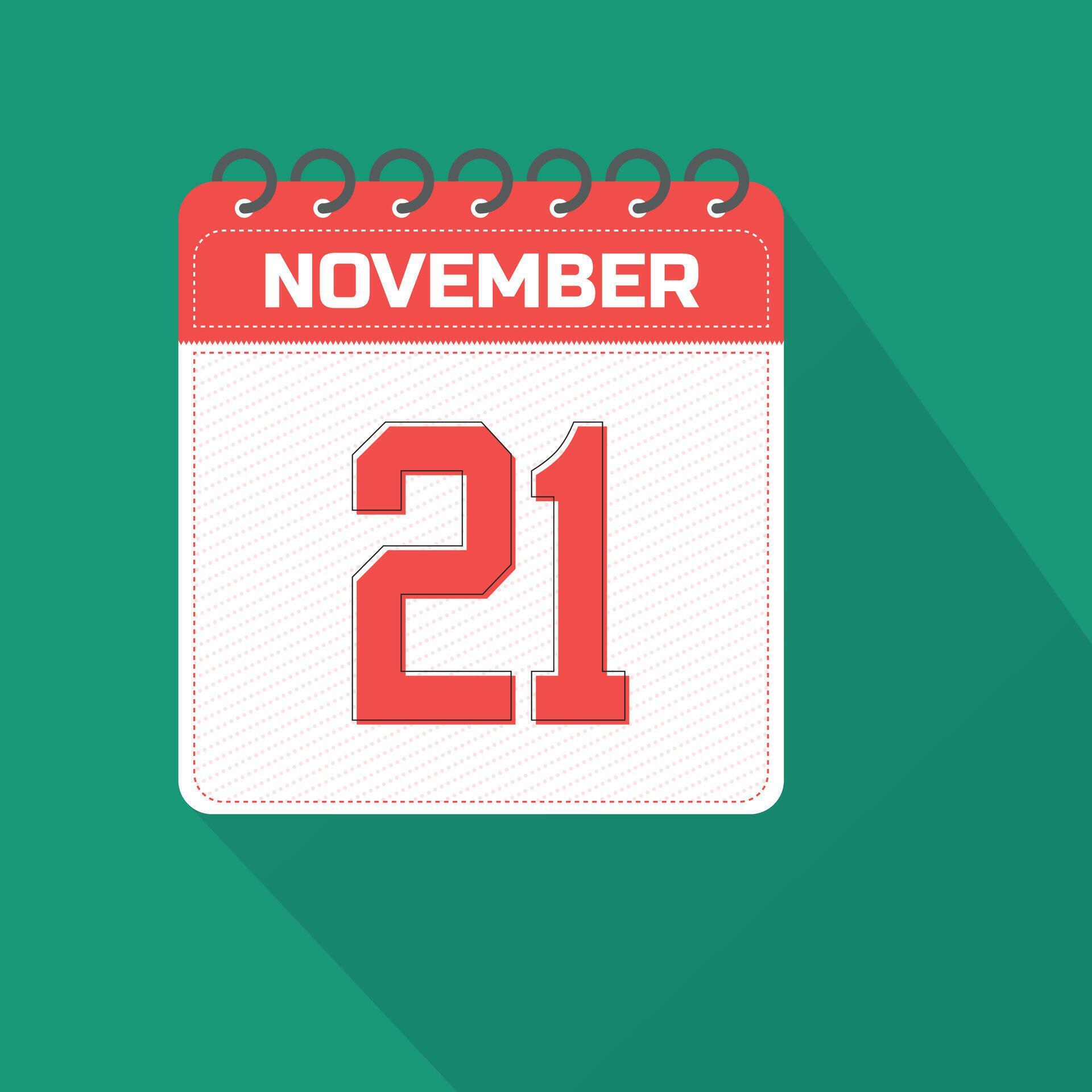 November 21 Calendar Daily Icon, Date, Month 27258313 Vector Art at