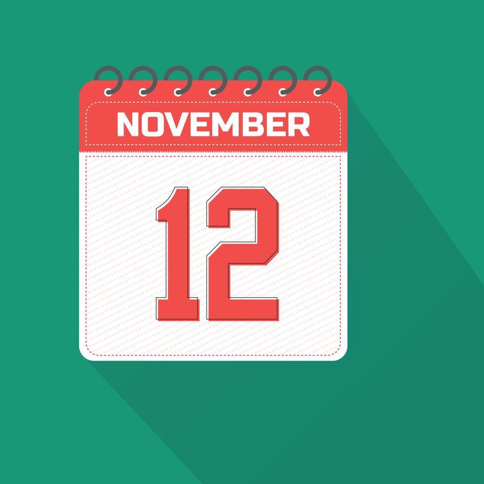 November 12 Calendar Daily Icon, Date, Month 27258322 Vector Art at