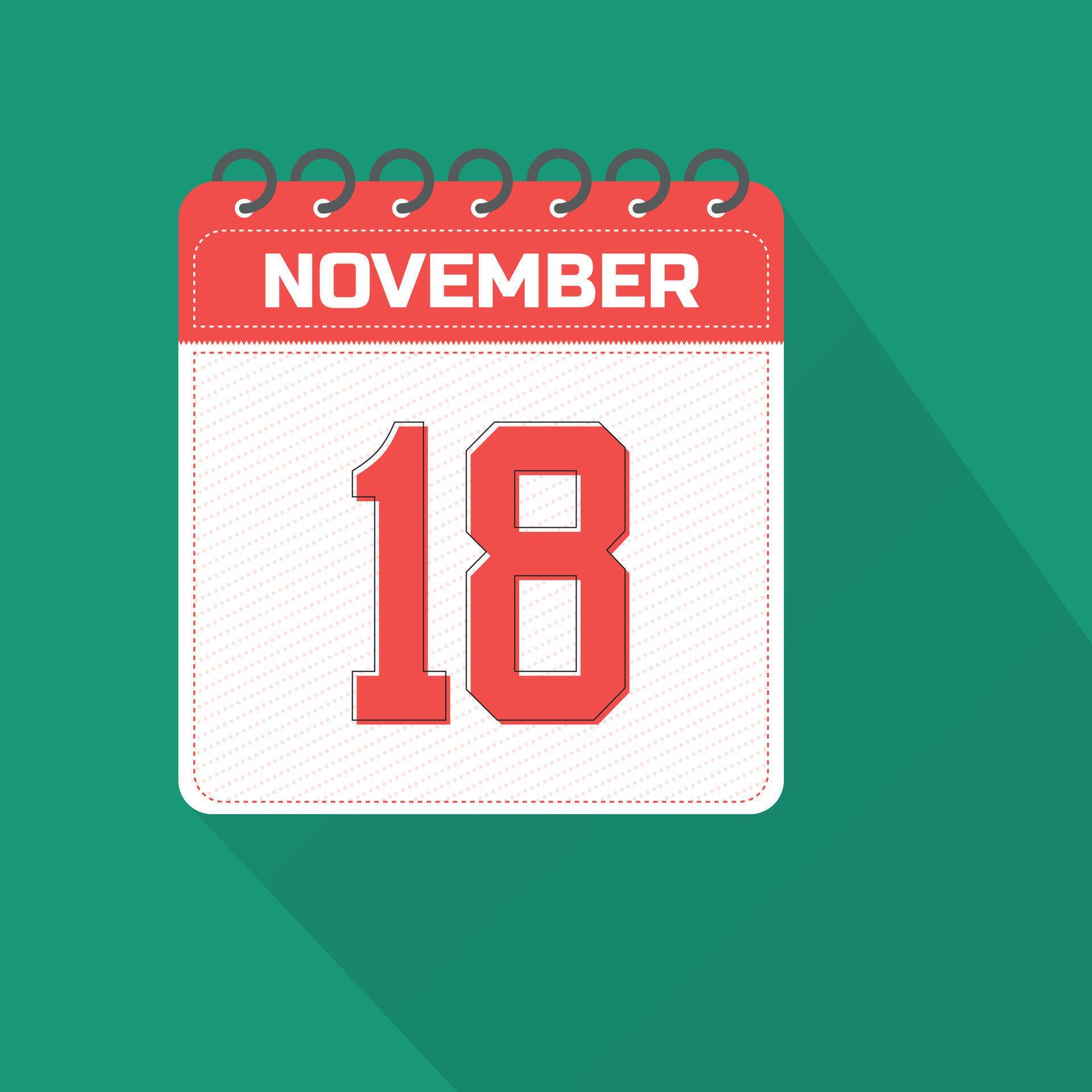November 18 Calendar Daily Icon, Date, Month 27258329 Vector Art at