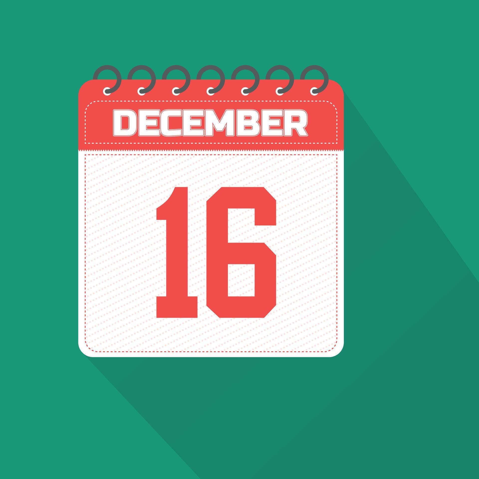 December 16 Calendar Daily Icon, Date, Month 27258337 Vector Art at