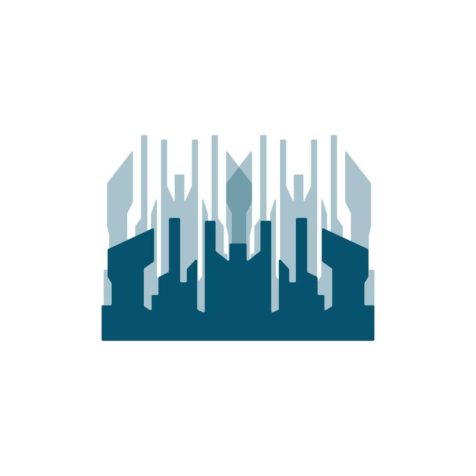Skyline Logo, Simple Modern Design of Skyscrapers, Vector Cityscape Buildings, Icon Silhouette Illustration