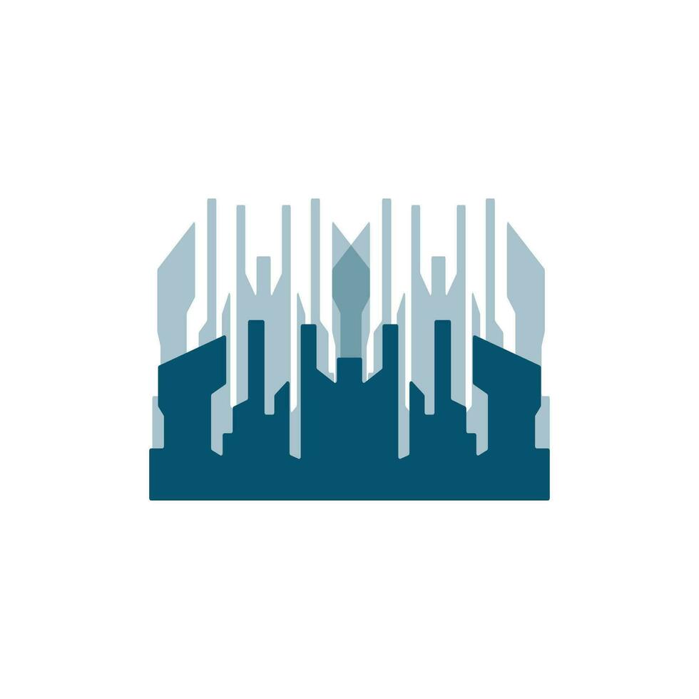 Skyline Logo, Simple Modern Design of Skyscrapers, Vector Cityscape Buildings, Icon Silhouette Illustration