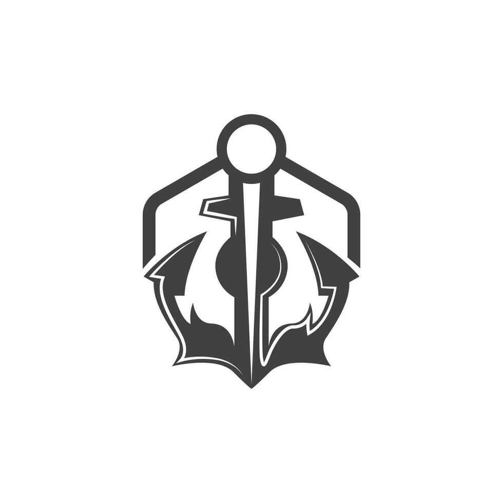 Simple Ship Anchor Logo Design, Silhouette Vector Illustration