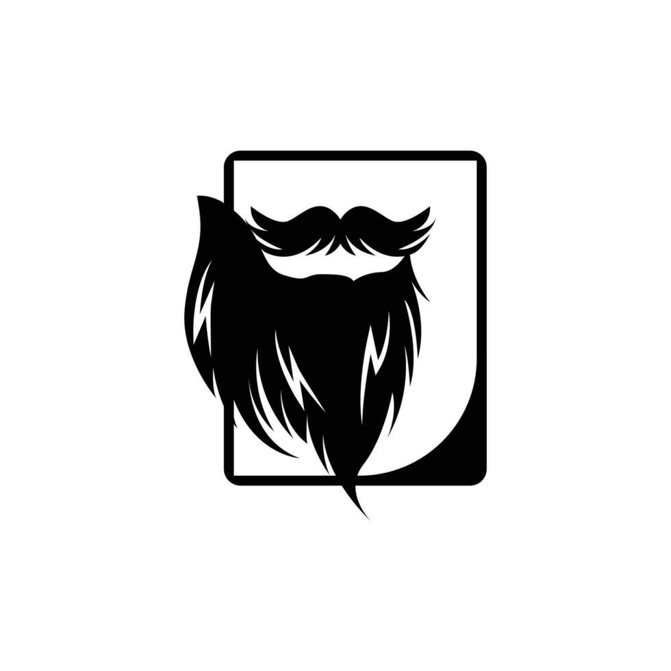 Simple Men's Beard Logo Design, Silhouette Vector Illustration