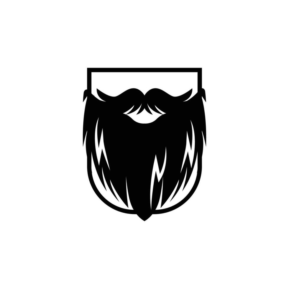 Simple Men's Beard Logo Design, Silhouette Vector Illustration