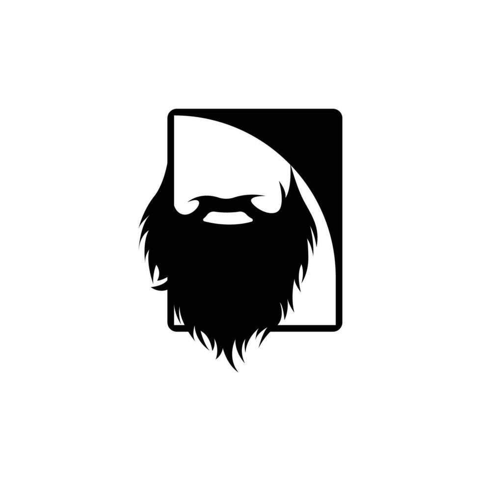 Simple Men's Beard Logo Design, Silhouette Vector Illustration