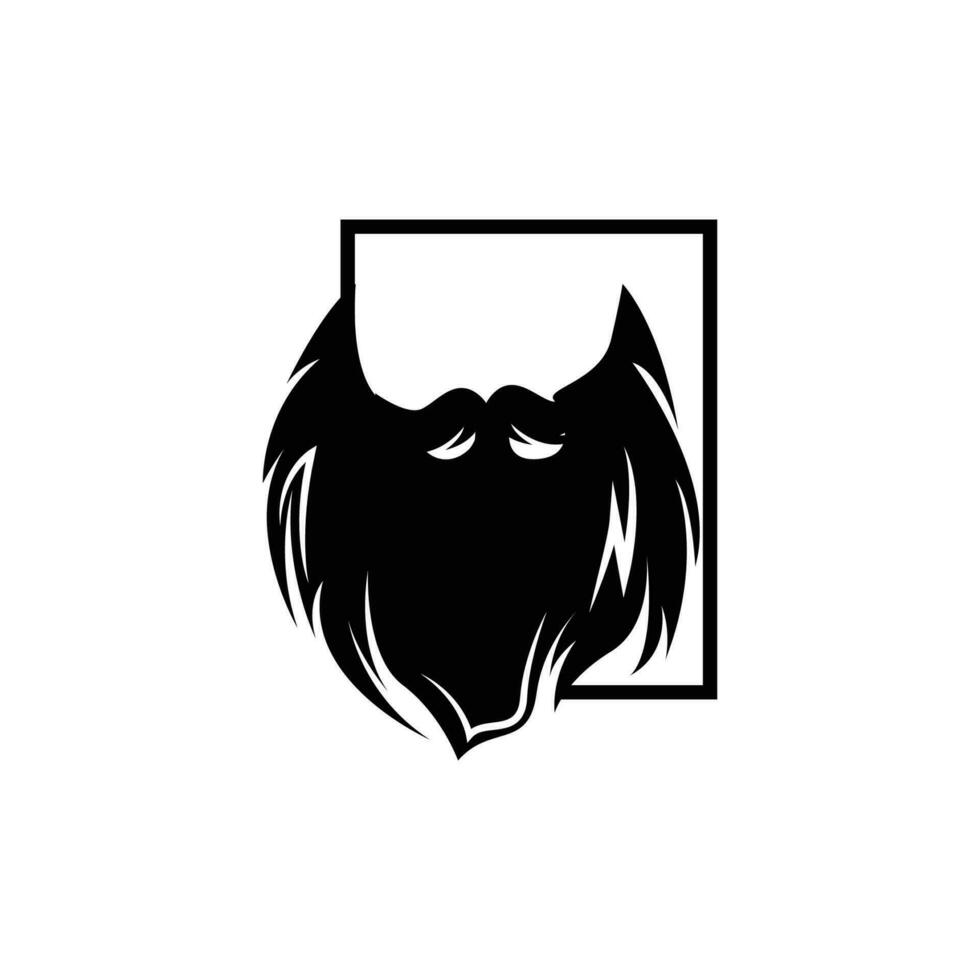 Simple Men's Beard Logo Design, Silhouette Vector Illustration