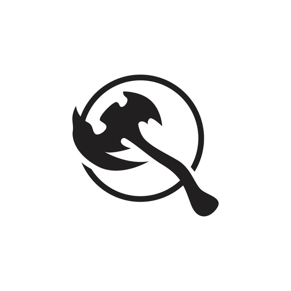 Axe Logo, Wood Cutting Tool, Lumberjack Vector, Simple Minimalist Design, Symbol Template vector