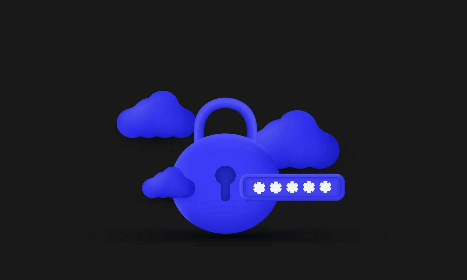 illustration lock password field protected secure vector icon 3d  symbols isolated on background