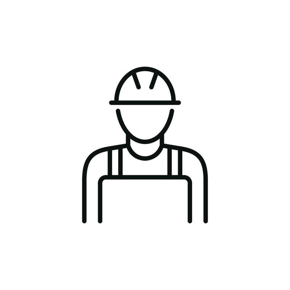 Construction worker line icon isolated on white background. Worker icon. Builder icon vector