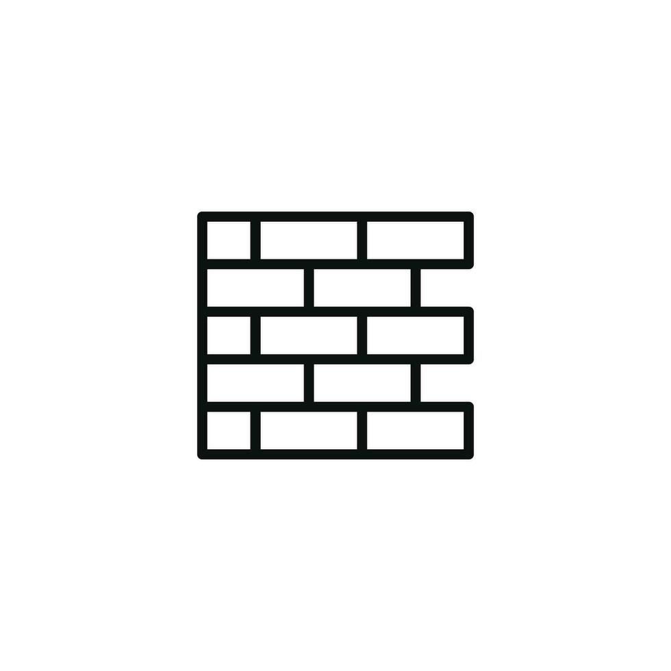 Brick wall line icon isolated on white background vector