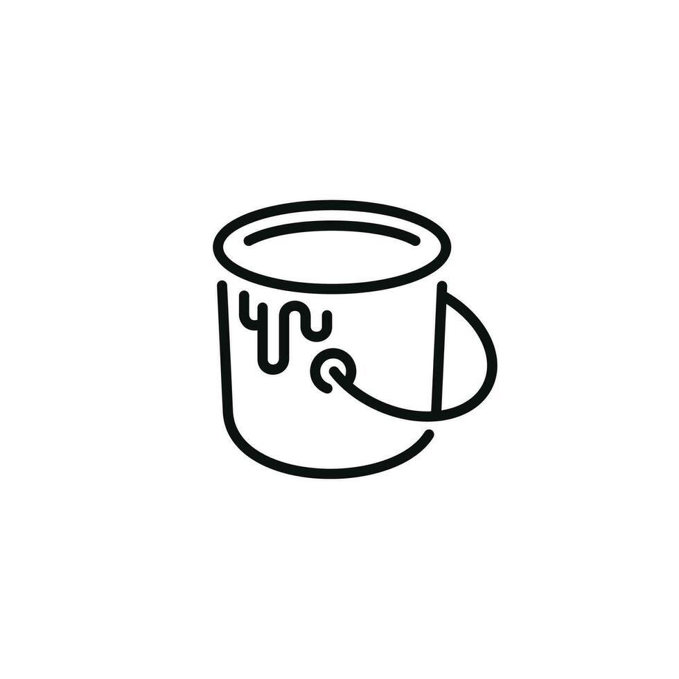 Paint bucket line icon isolated on white background vector