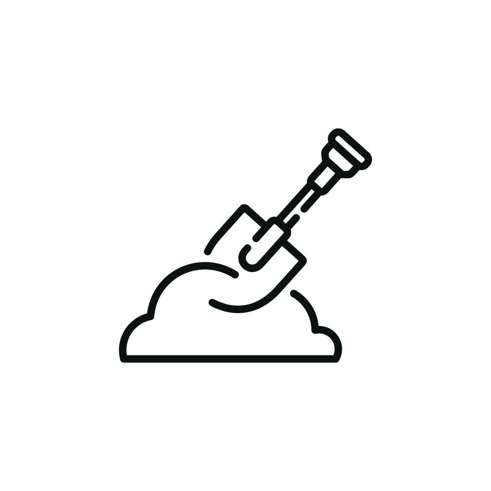 Shovel line icon isolated on white background vector