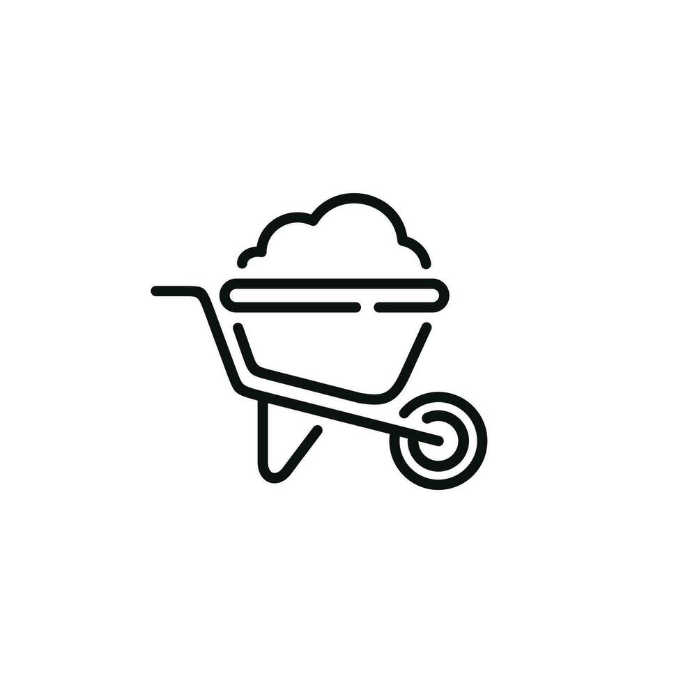 Wheelbarrow line icon isolated on white background vector