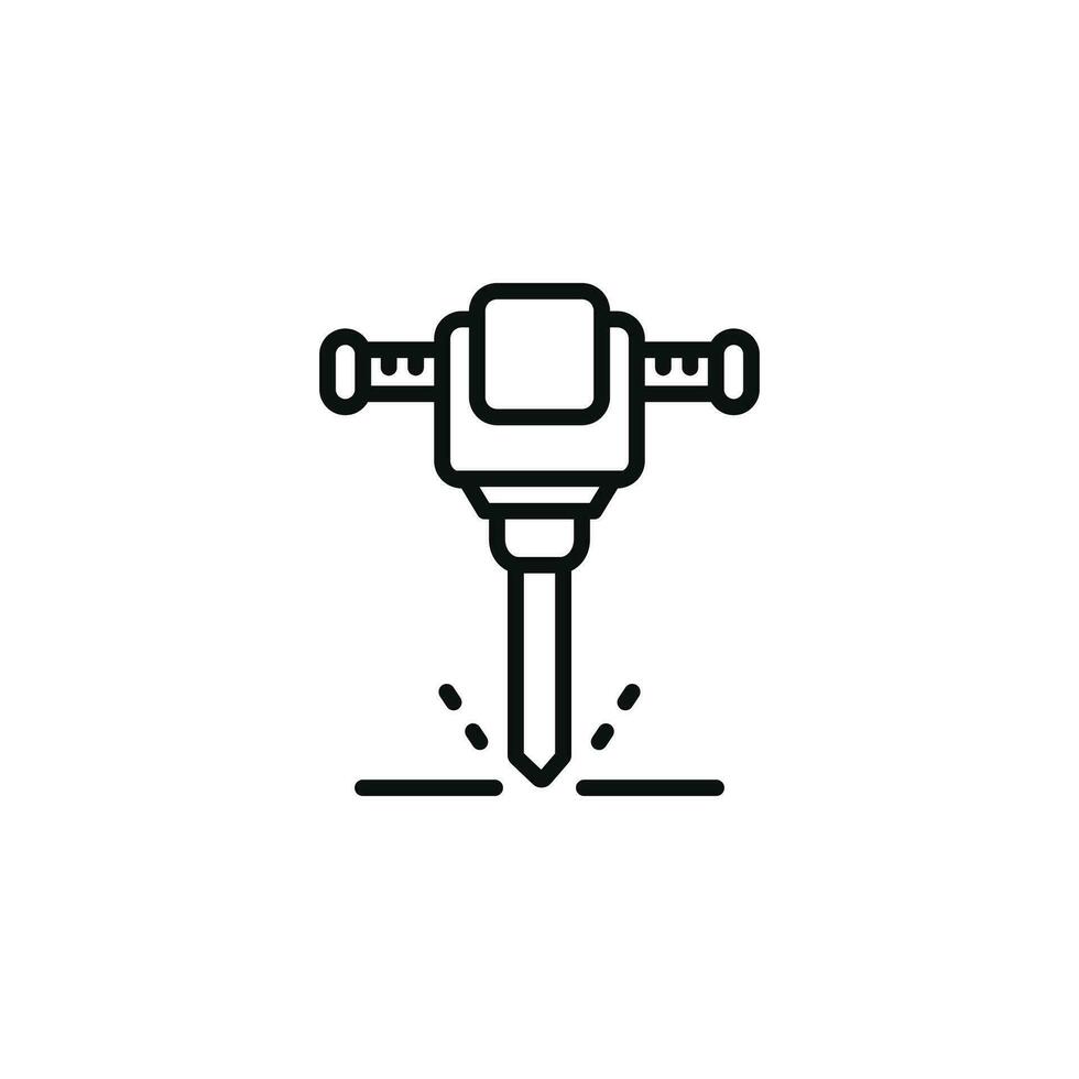Jackhammer line icon isolated on white background vector