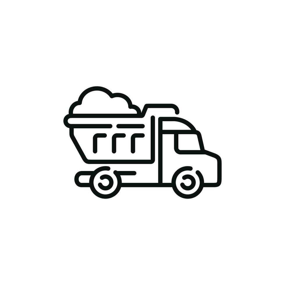 Dump truck line icon isolated on white background vector