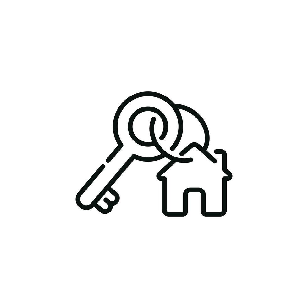 Key house line icon isolated on white background vector