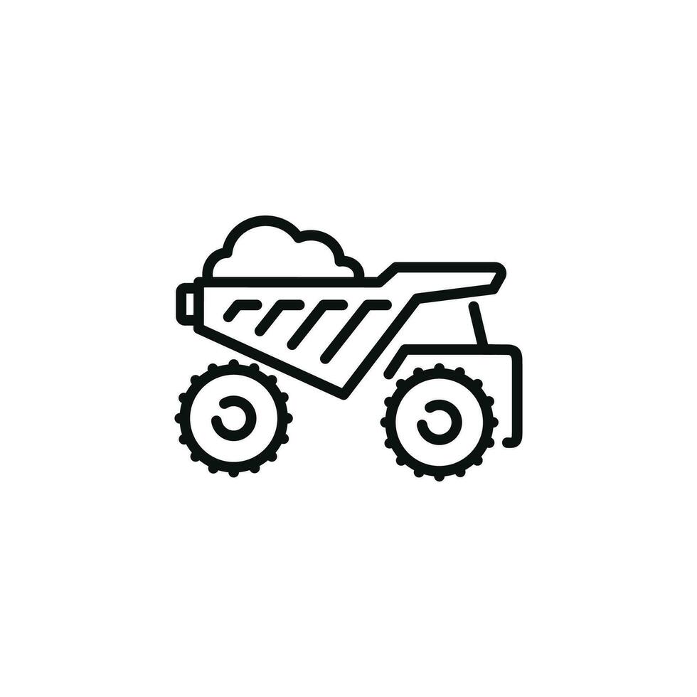 Dump truck line icon isolated on white background vector