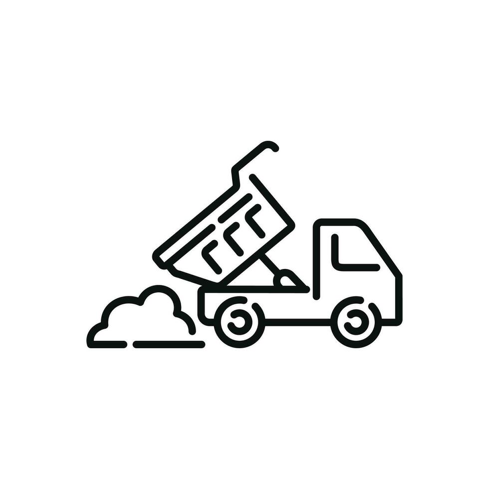 Dump truck line icon isolated on white background vector
