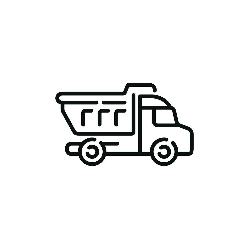 Dump truck line icon isolated on white background vector