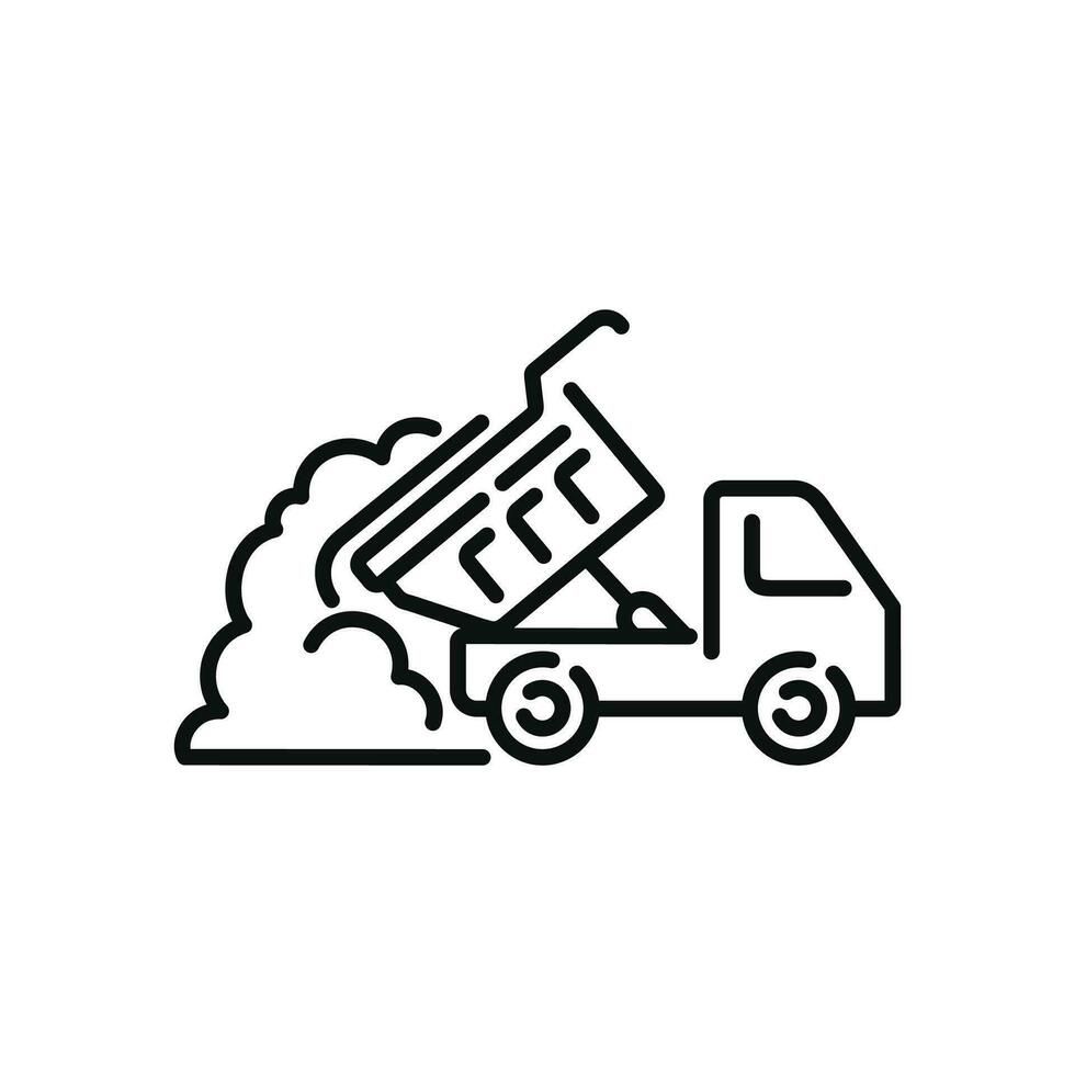 Dump truck line icon isolated on white background vector