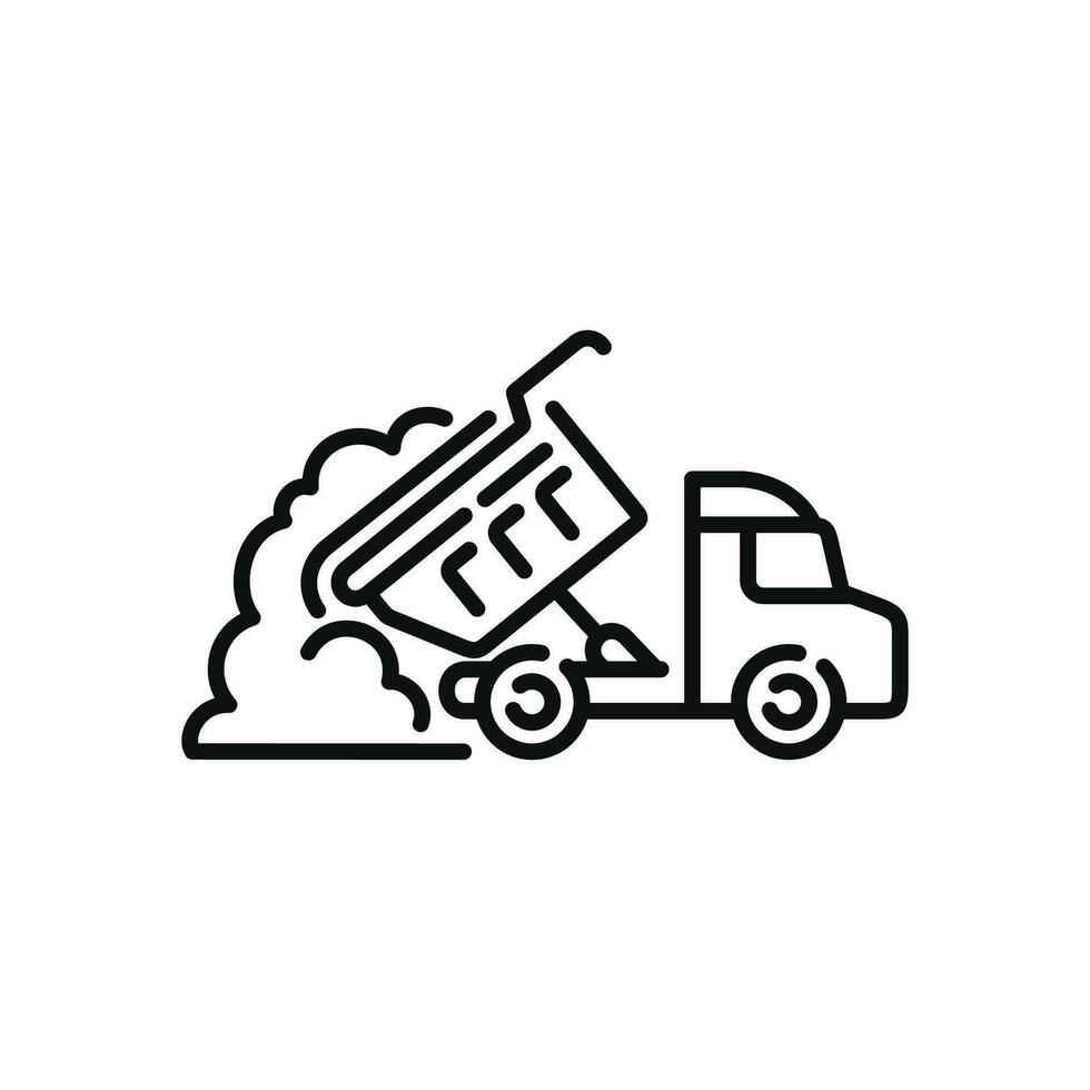 Dump truck line icon isolated on white background vector