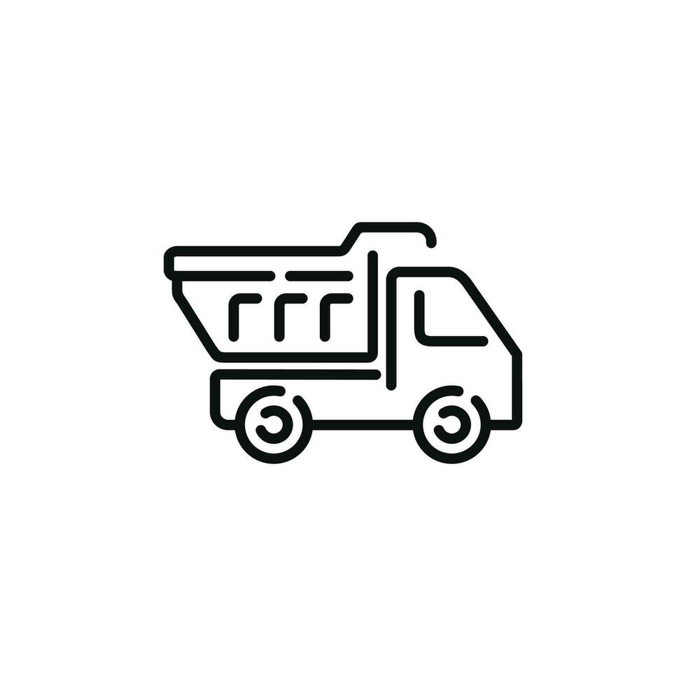 Dump truck line icon isolated on white background vector