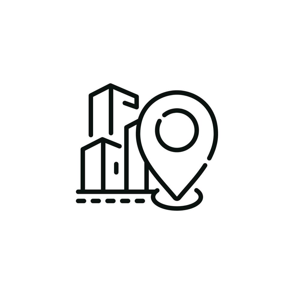 Building location line icon isolated on white background vector