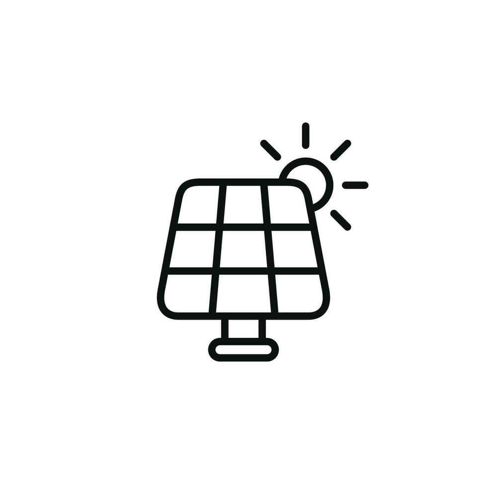 Solar panel line icon isolated on white background vector