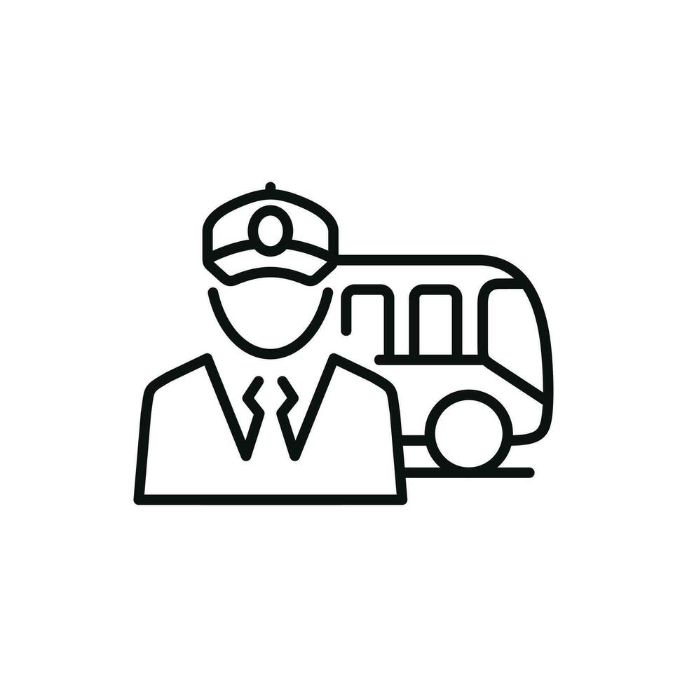 Bus driver line icon isolated on white background vector