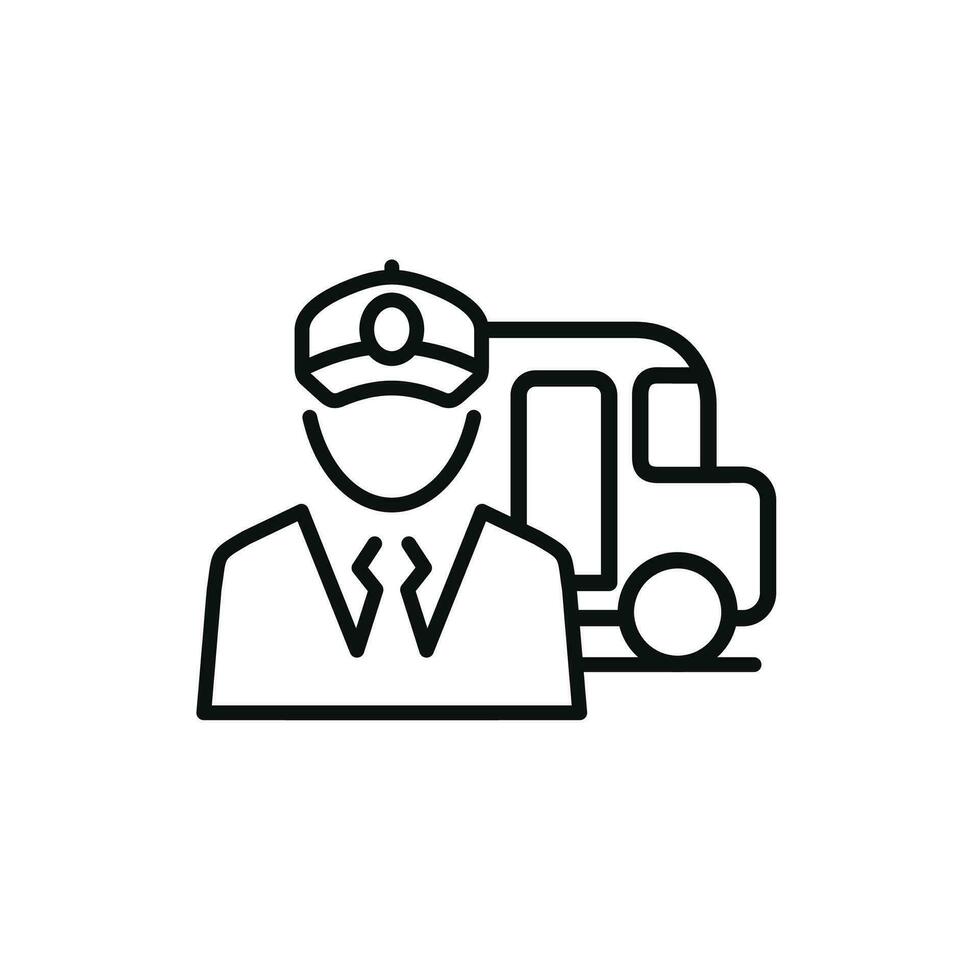 Bus driver line icon isolated on white background vector