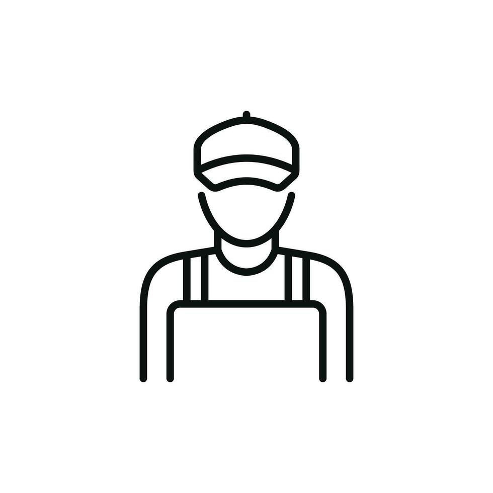 Mechanic line icon isolated on white background. Worker engineer icon vector