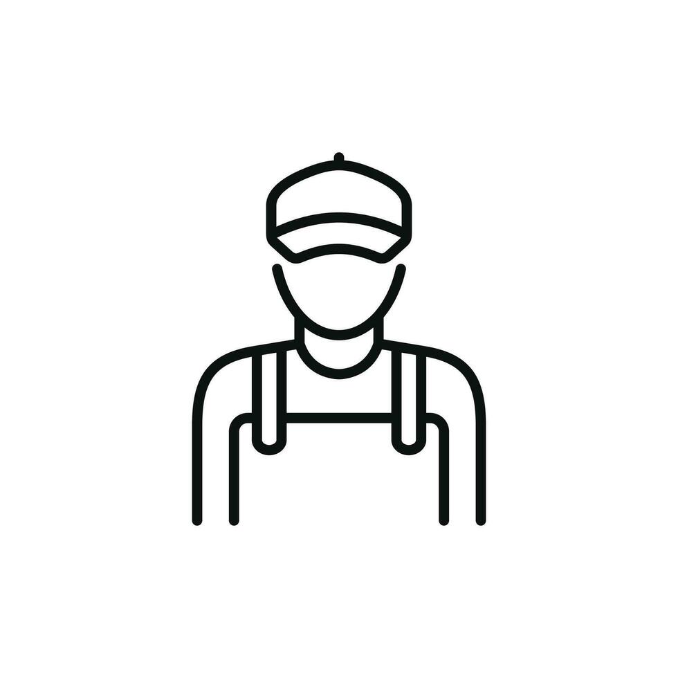 Mechanic line icon isolated on white background. Worker engineer icon vector