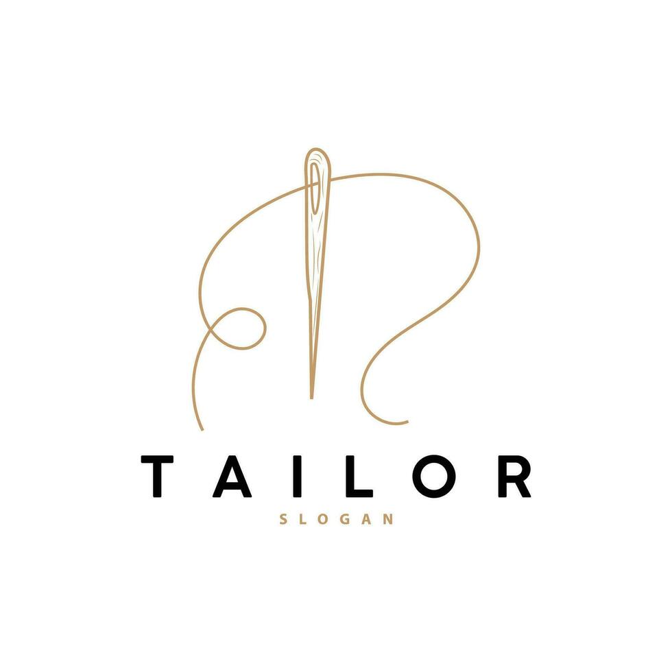 Tailor Logo, Needle and Thread Vector, Retro Vintage Simple Minimalist Old Inspiration Design vector