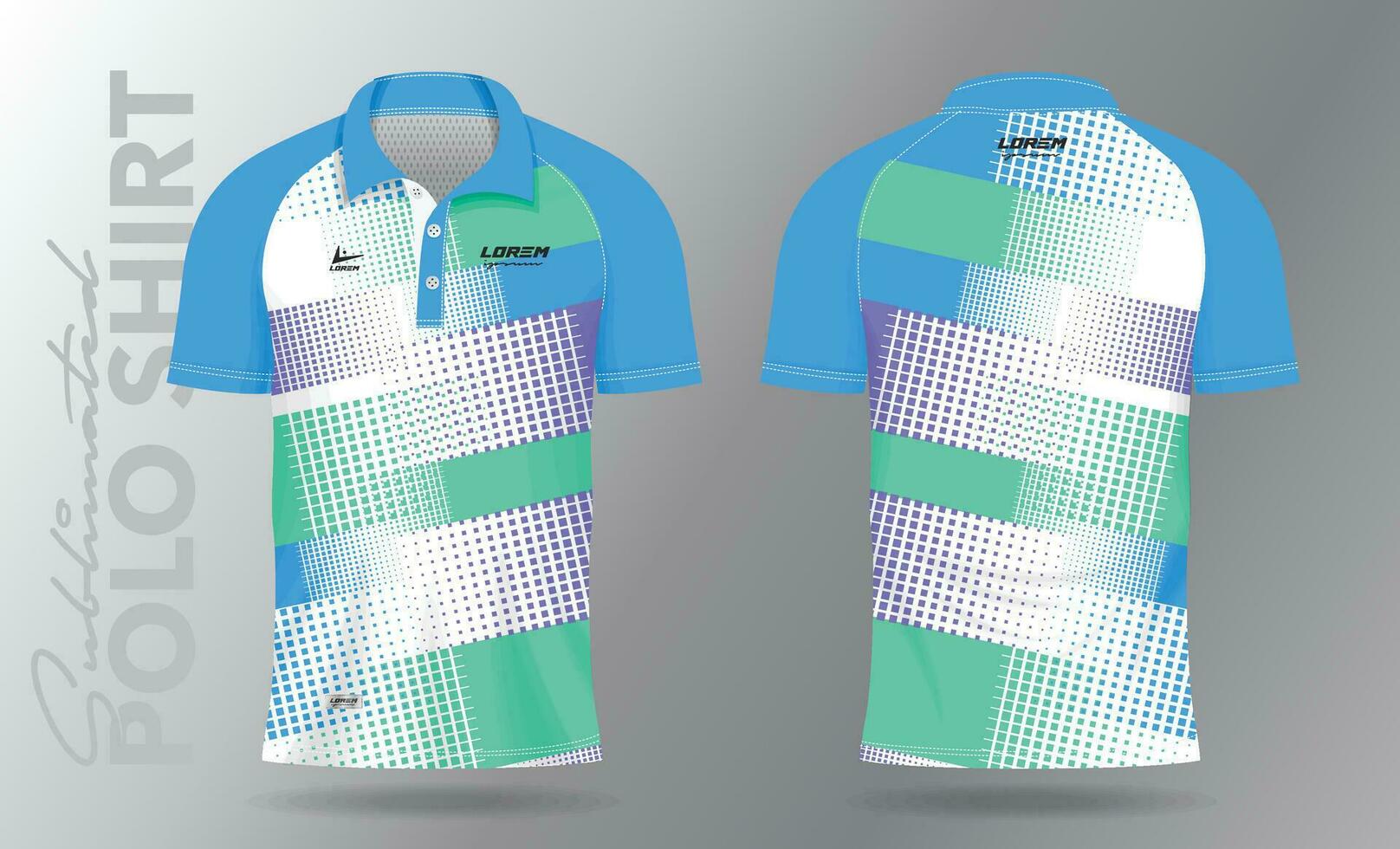 soft color sublimation Polo Shirt mockup template design for badminton jersey, tennis, soccer, football or sport uniform vector