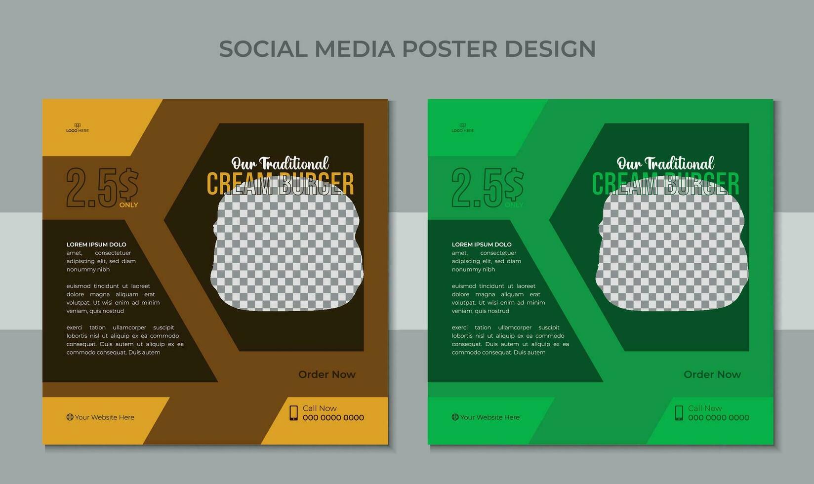 Delicious Fast Food Burger Poster, Social Media Post Template Design. Social media banner for food business. social media post template. vector