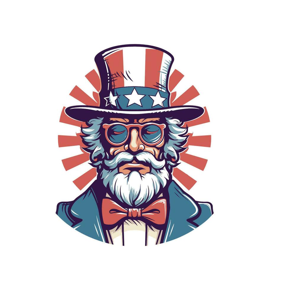 Uncle Sam Wearing Sunglasses in Retro Vector Style