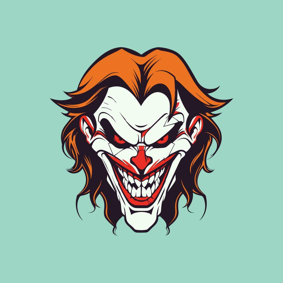 Intimidating Clown Head Mascot Art vector