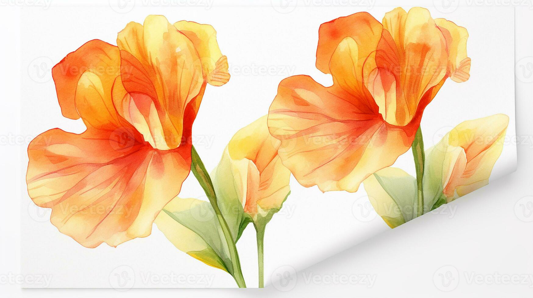 Seamless pattern of Canna Lily flower in watercolor style isolated on white background. Canna Lily flower texture background. Generative AI photo